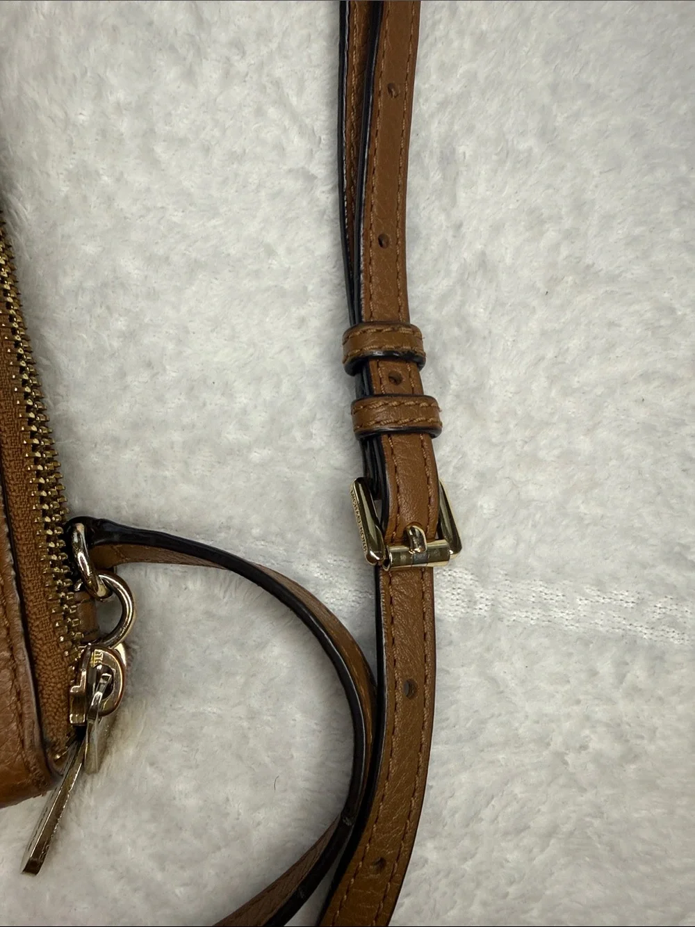 Michael Kors Tan Pebbled Leather Crossbody with Gold Hardware